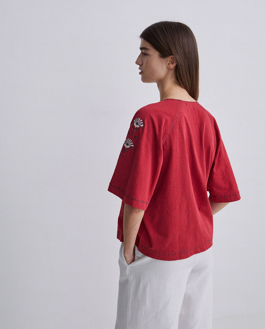 Linen Blend Embroidered Shirt