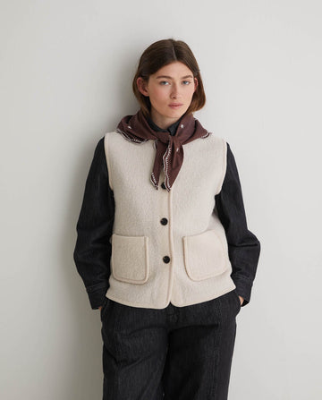 Boiled Wool Button Front Vest