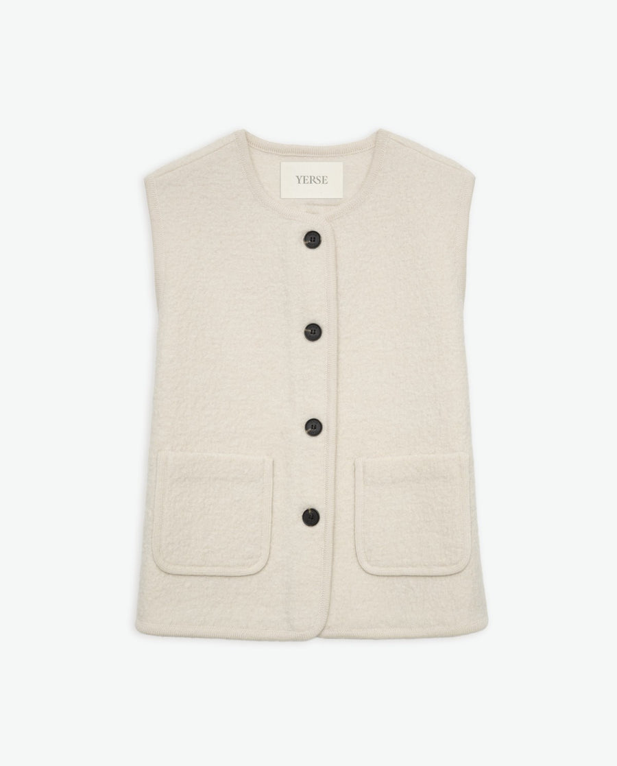 Boiled Wool Button Front Vest