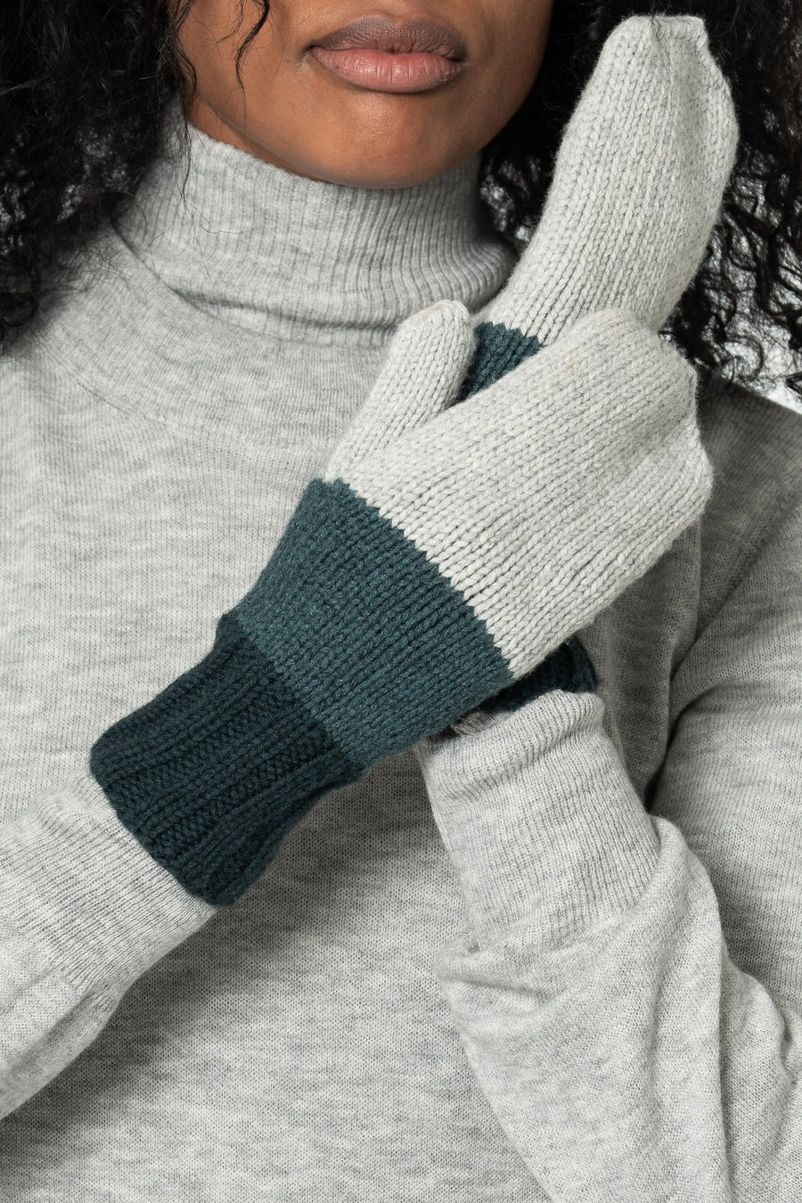 Merino Handknit Block Stripe Mittens