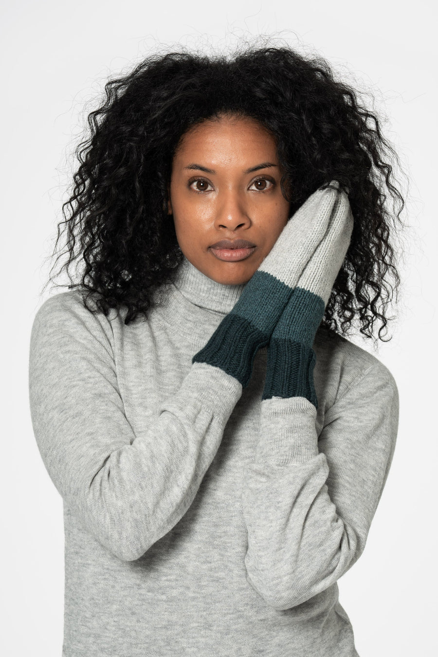 Merino Handknit Block Stripe Mittens