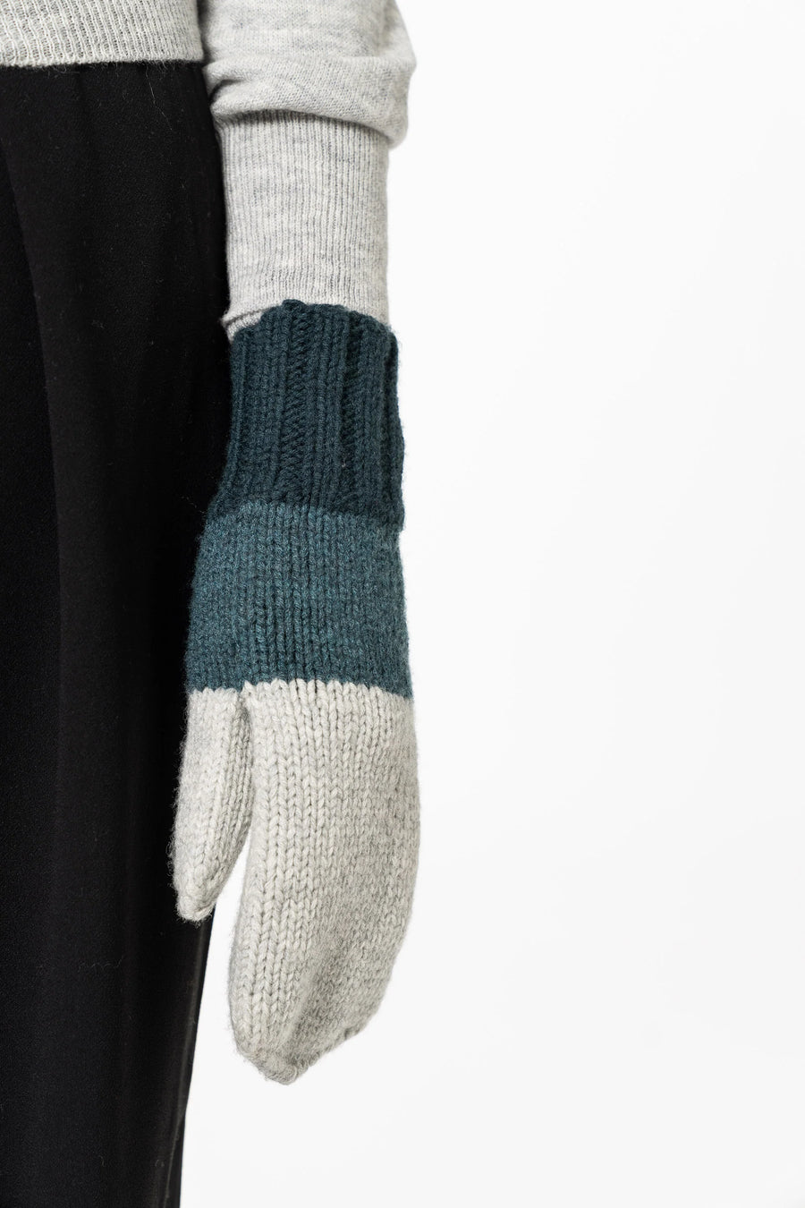 Merino Handknit Block Stripe Mittens