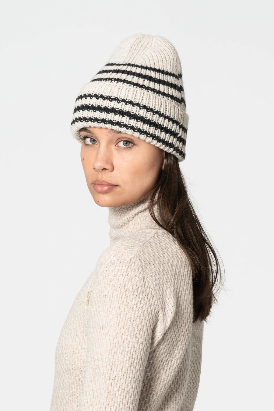 Merino Handknit Striped Hat