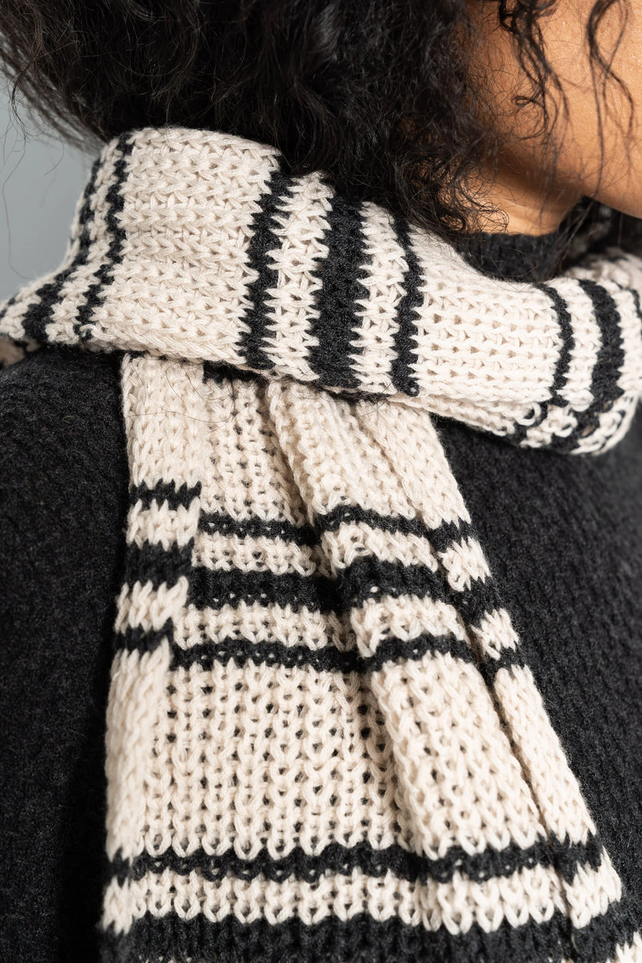 Merino Handknit Striped Scarf