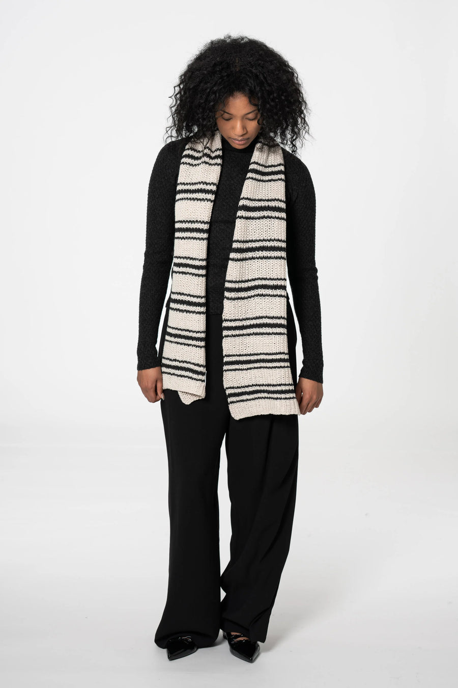 Merino Handknit Striped Scarf