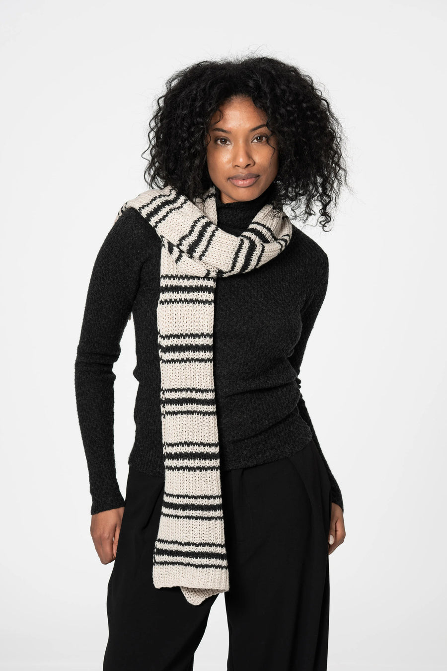 Merino Handknit Striped Scarf