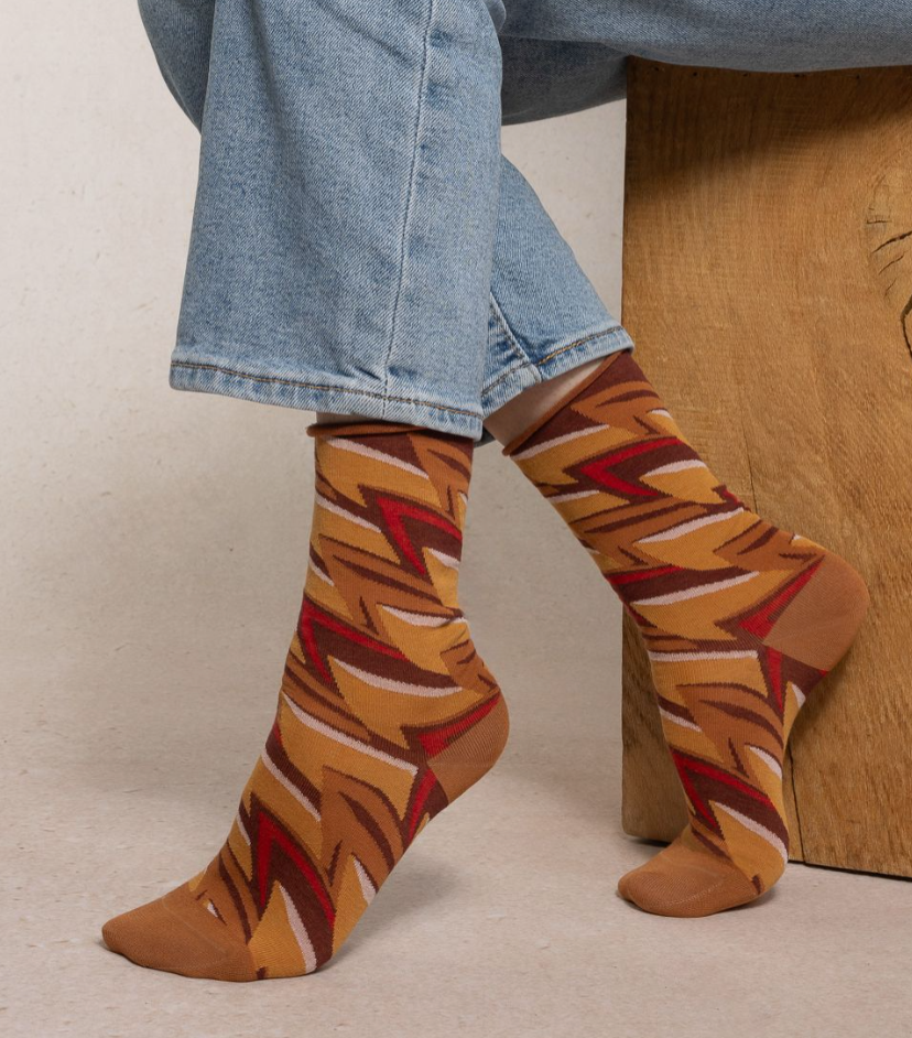 Feather Roll Top Socks
