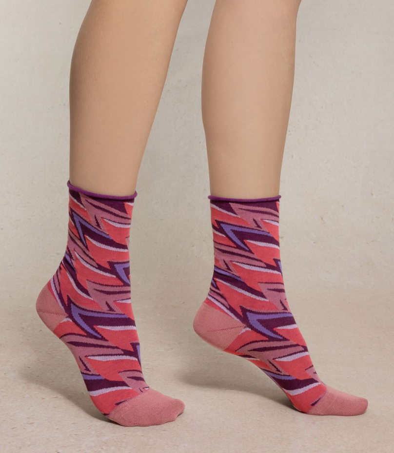 Feather Roll Top Socks