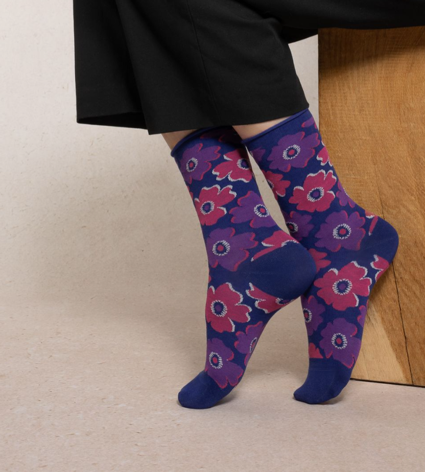 Floral Roll Top Sock