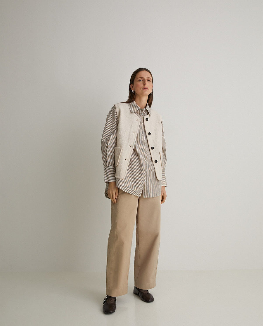 Boiled Wool Button Front Vest