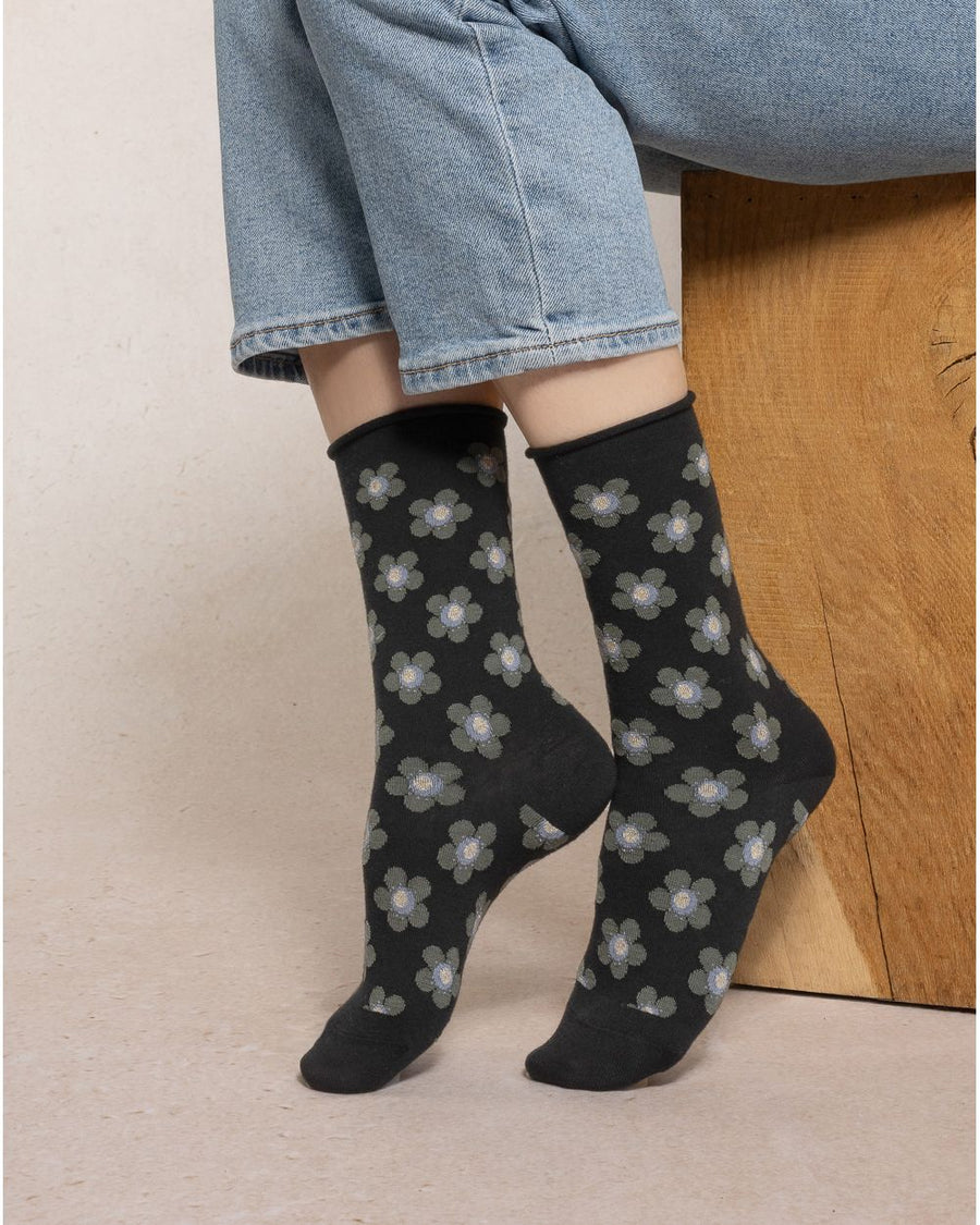 Fine Wool Floral Socks