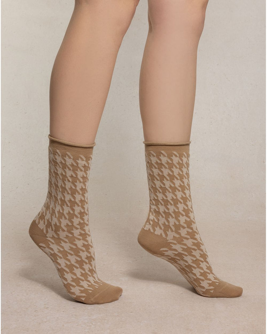 Fine Wool Houndstooth Socks