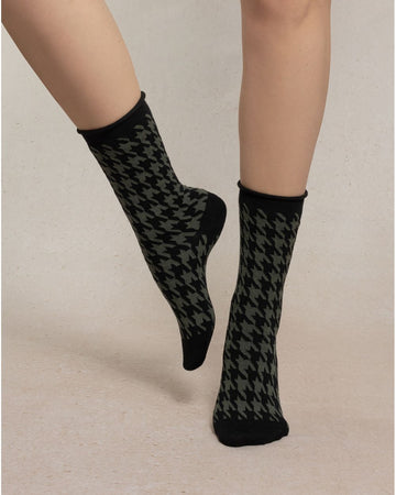 Fine Wool Houndstooth Socks