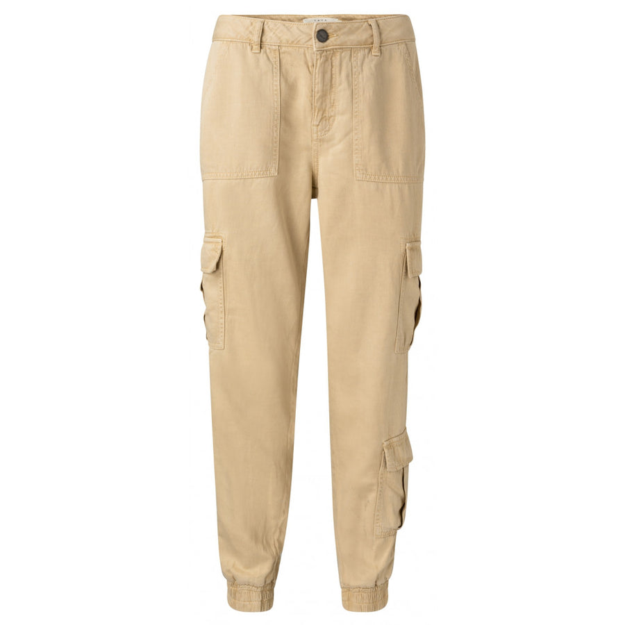 Lyocell Blend Cargo Trousers with Elastic Cuffs