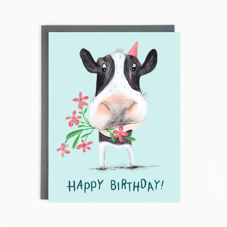 Happy birthday cow card