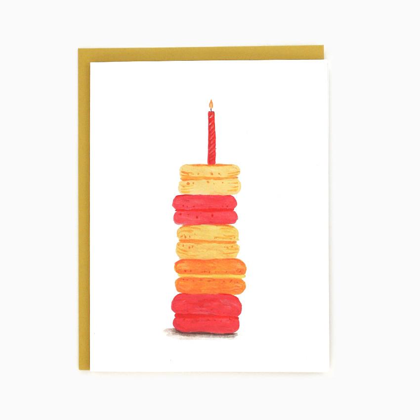 Macaroons with birthday candle card